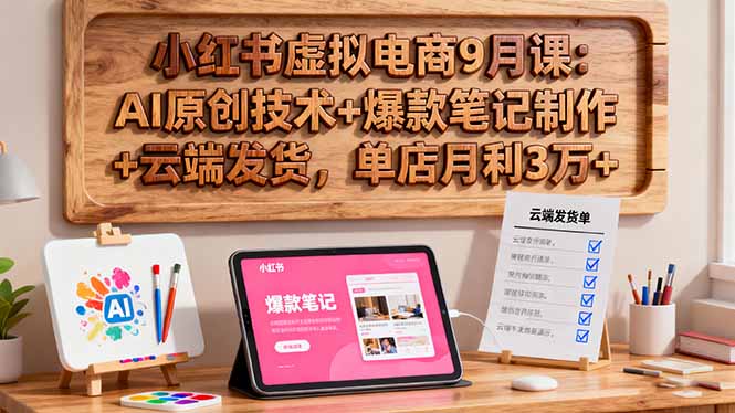 小红书虚拟电商9月课:AI原创技术+爆款笔记制作+云端发货,单店月利3万+-裕启创服