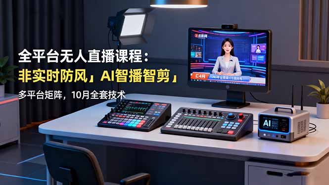 全平台无人直播课程:非实时防风+AI智播智剪+多平台矩阵,10月全套技术-裕启创服