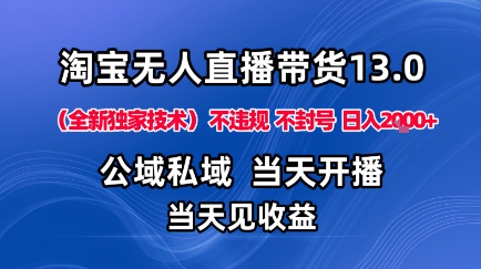 淘宝无人直播13.0,公域私域技术,不封号,不违规布局下半年旺季赛道,日入1K+(独家技术)【揭秘】-裕启创服
