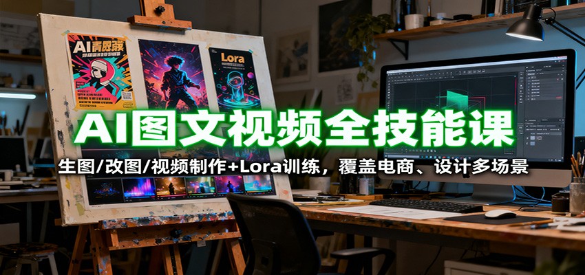 AI图文视频全技能课:生图/改图/视频制作+Lora训练,覆盖电商 、设计多场景-裕启创服