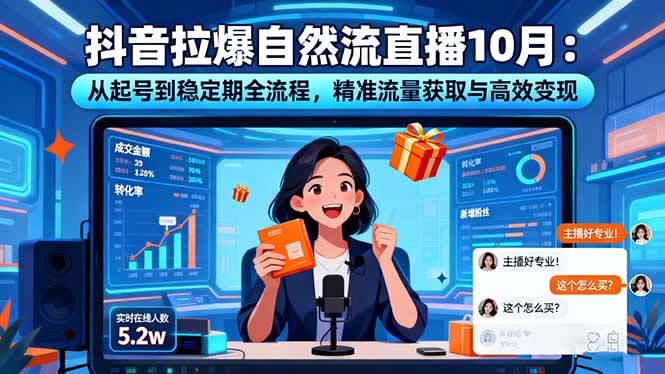 抖音拉爆自然流直播10月：从起号到稳定期全流程，精准流量获取与高效变现-裕启创服