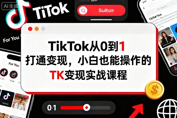 TikTok从0到1打通变现，小白也能操作的TK变现实战课程-裕启创服