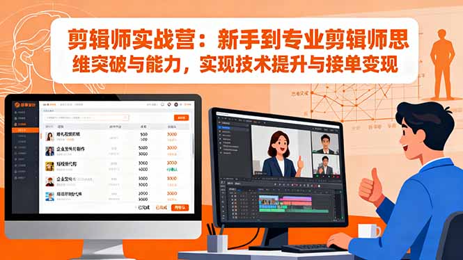 剪辑师实战营:新手到专业剪辑师思维突破与能力,实现技术提升与接单变现-裕启创服