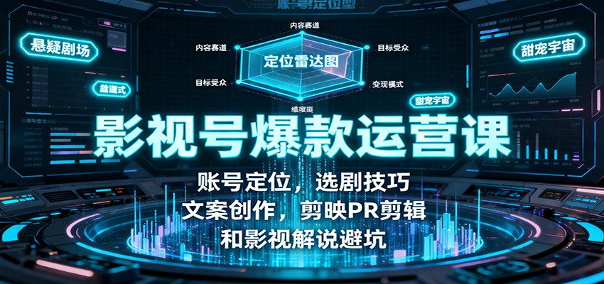 影视号爆款运营课：账号定位，选剧技巧，文案创作，剪映PR剪辑和影视解说避坑-裕启创服