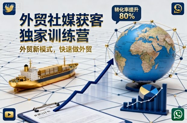 外贸社媒获客独家训练营,外贸新模式,快速做外贸