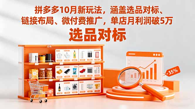 拼多多10月新玩法，涵盖选品对标、链接布局、微付费推广，单店月利润破5万-裕启创服