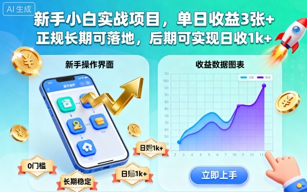 新手小白实战项目,单日收益3张+,正规长期可落地,后期可实现日收1k+【揭秘】-裕启创服