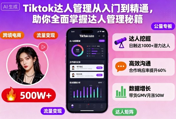 Tiktok达人管理从入门到精通，助你全面掌握达人管理秘籍-裕启创服