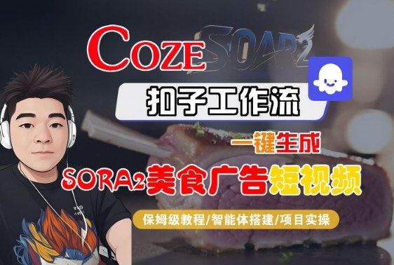 Coze扣子智能体工作流一键生成“SORA2美食广告“短视频,全流程保姆级教学-裕启创服