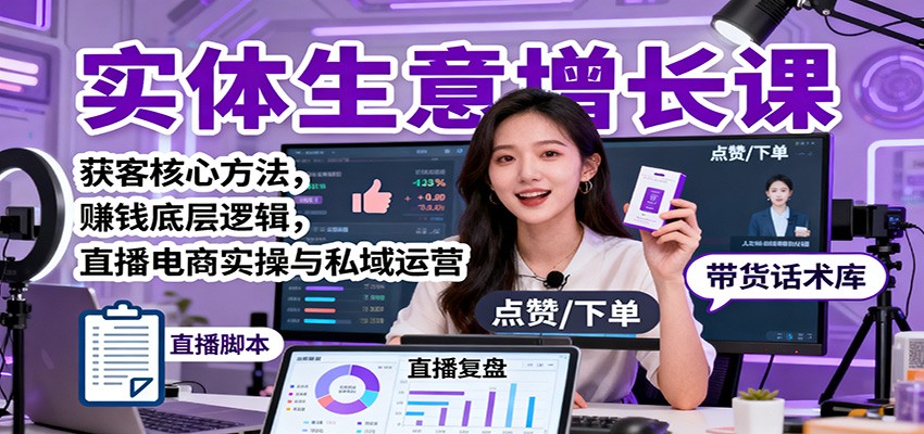 实体生意增长课：获客核心方法，赚钱底层逻辑，直播电商实操与私域运营-裕启创服