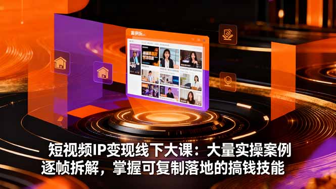 短视频IP变现线下大课：大量实操案例逐帧拆解，掌握可复制落地的搞钱技能-裕启创服