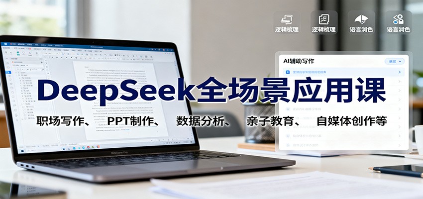 DeepSeek全场景应用课：职场写作、 PPT制作、数据分析、亲子教育、自媒体创作等-裕启创服