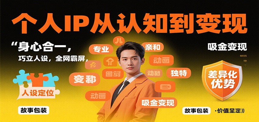 个人IP从认知到变现，身心合一，巧立人设，全网霸屏，吸金变现-裕启创服