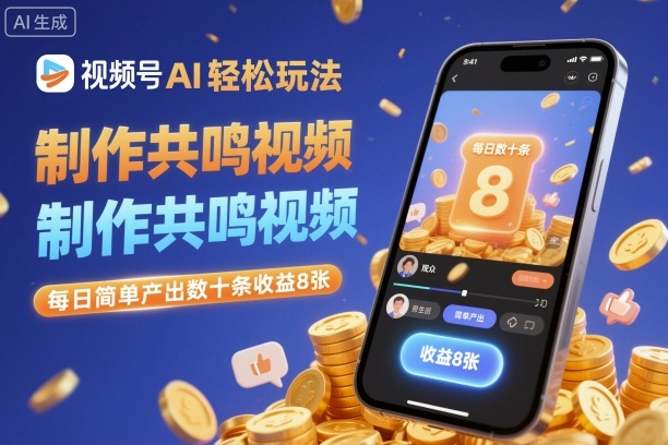 视频号AI轻松玩法,制作共鸣视频,每日简单产出数十条收益8张-裕启创服