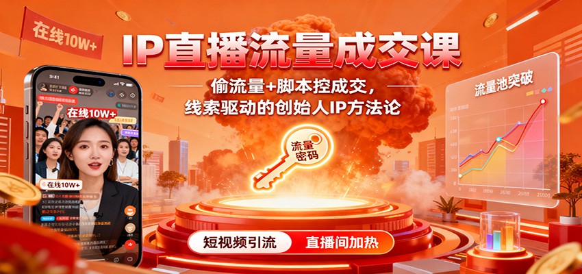 IP直播流量成交课：偷流量+脚本控成交，线索驱动的创始人IP方法论-裕启创服