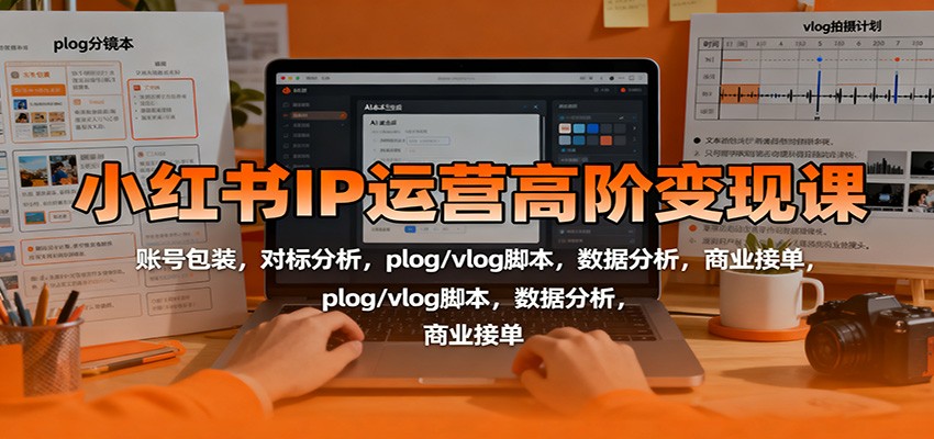 小红书IP运营高阶变现课：账号包装，对标分析，plog/vlog脚本，数据分析，商业接单-裕启创服