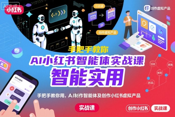 AI小红书智能体实战课，手把手教你用AI制作智能体及创作小红书虚拟产品，提效+内容商业化-裕启创服