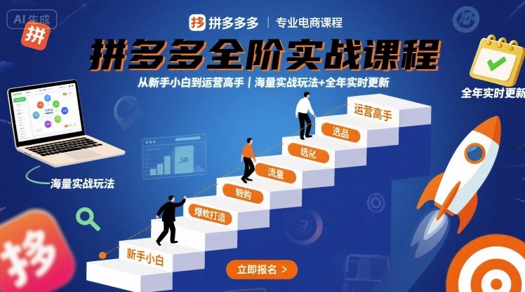 拼多多全阶实战课程,从新手小白到运营高手,海量实战玩法+全年实时更新【2025年10月更新】-裕启创服