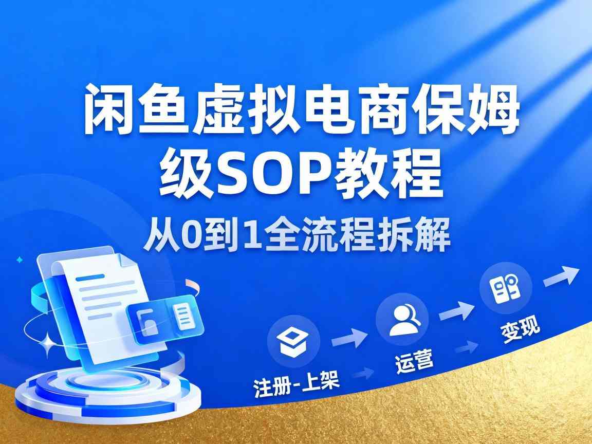 闲鱼虚拟电商,月入轻松过1W,保姆级SOP教程-裕启创服