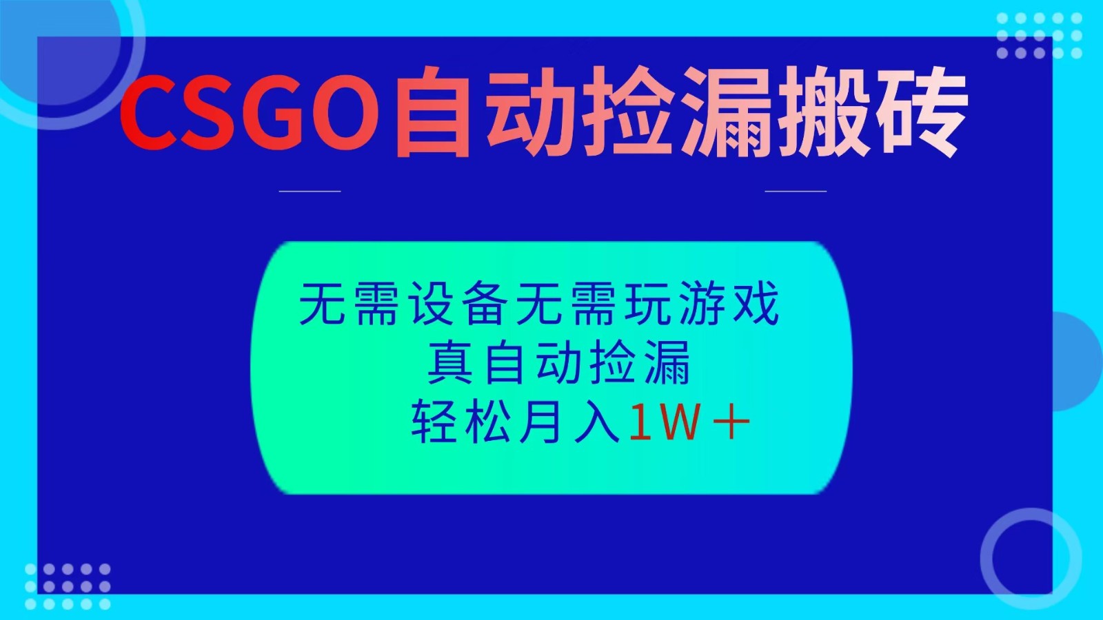 CSGO自动捡漏搬砖,当天操作当天见结果,无需了解游戏,包教包会包落地-裕启创服