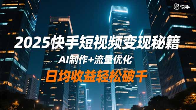 2025快手短视频变现秘籍，AI制作+流量优化，日均收益轻松破千-裕启创服