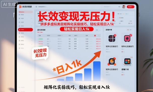 长效变现无压力！拼多多虚拟类目矩阵化实操技巧，轻松实现日入1k【揭秘】-裕启创服