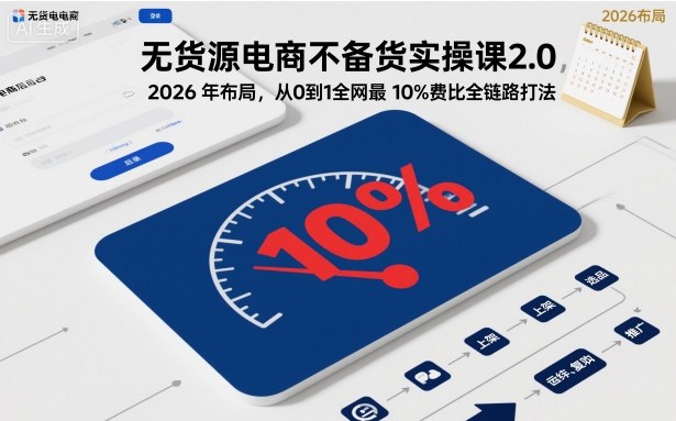 无货源电商不备货实操课2.0，2026年布局，从0到1全网最低10%费比全链路打法【更新中】-裕启创服