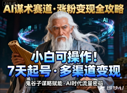 AI谋术赛道,涨粉快速,变现方式多样,小白可操作-裕启创服