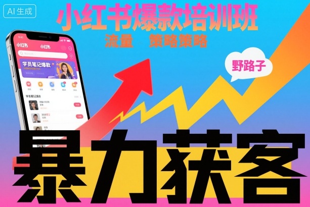 小红书爆款培训班，小红书获客野路子流量打法，暴力持续获客-裕启创服