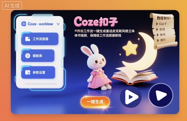 Coze扣子工作流一键生成童话皮克斯风格立体书视频,保姆级工作流搭建教程-裕启创服