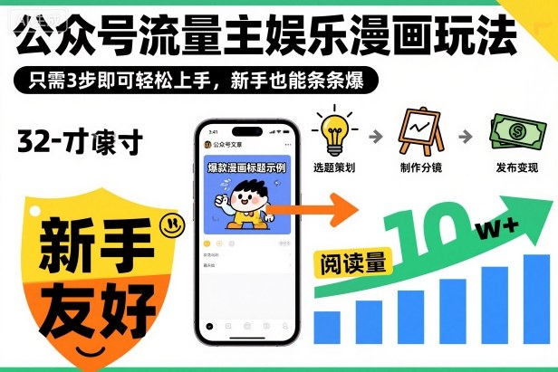 公众号流量主娱乐漫画玩法,只需3步即可轻松上手,新手也能条条爆-裕启创服
