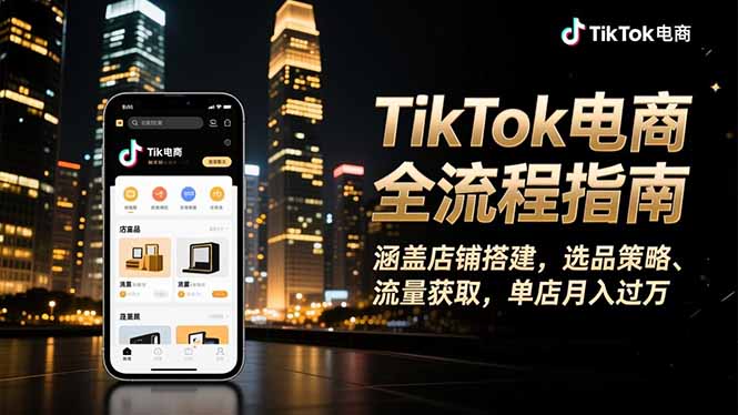 TikTok电商全流程指南,涵盖店铺搭建、选品策略、流量获取,单店月入过万-裕启创服