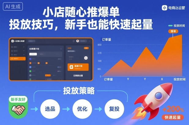 小店随心推爆单投放技巧,新手也能快速起量-裕启创服