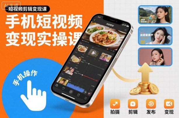 手机短视频变现实操课,短视频剪辑变现课-裕启创服