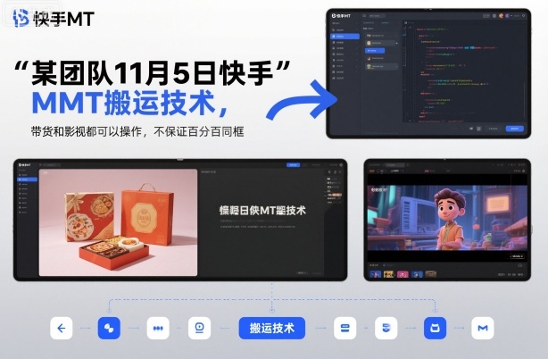 某团队11月5日快手MT搬运技术，带货和影视都可以操作，不保证百分百同框，自测-裕启创服