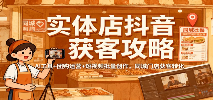实体店抖音获客攻略:AI工具+团购运营+短视频批量创作,同城门店获客转化-裕启创服