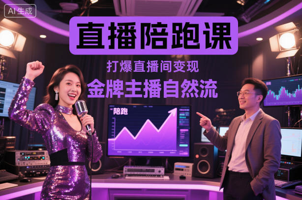 直播陪跑课,金牌主播自然流打爆直播间,复制高变现玩法-裕启创服
