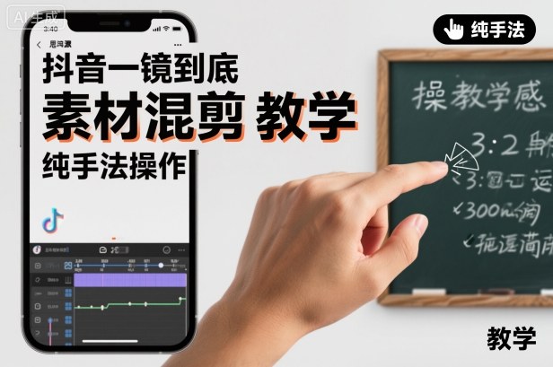 抖音一镜到底素材混剪教学,纯手法操作-裕启创服