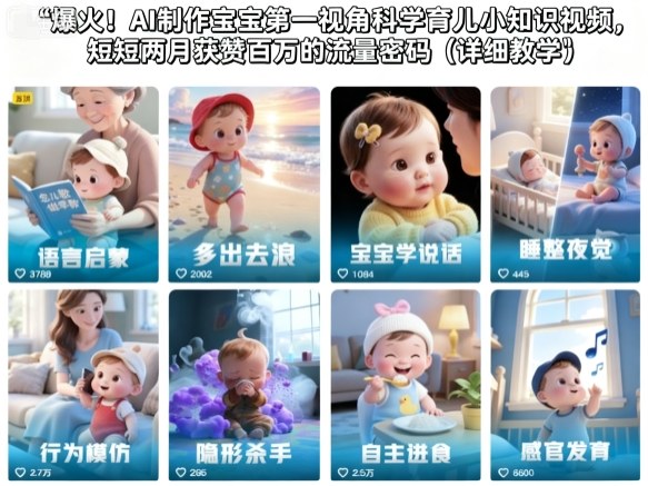 爆火!AI制作宝宝第一视角科学育儿小知识视频,短短两月获赞百万的流量密码(详细教学)-裕启创服